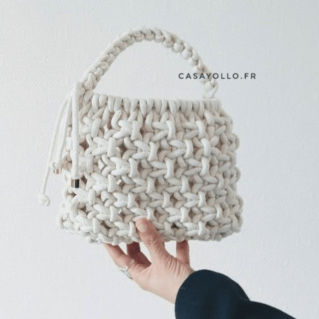 Sac à main "Celia" - Fait main - Blanc cassé