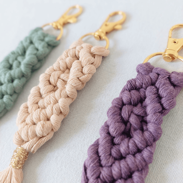 Porte-clés en macramé - fait main - coton