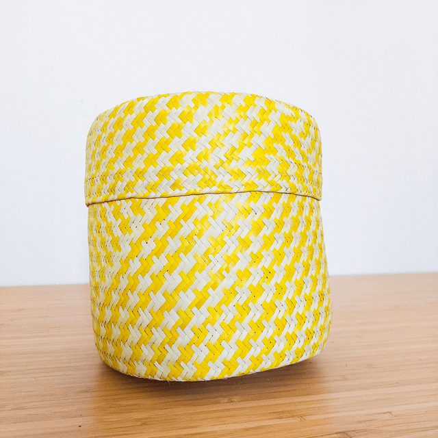 Panier en palme – bicolore naturel & jaune
