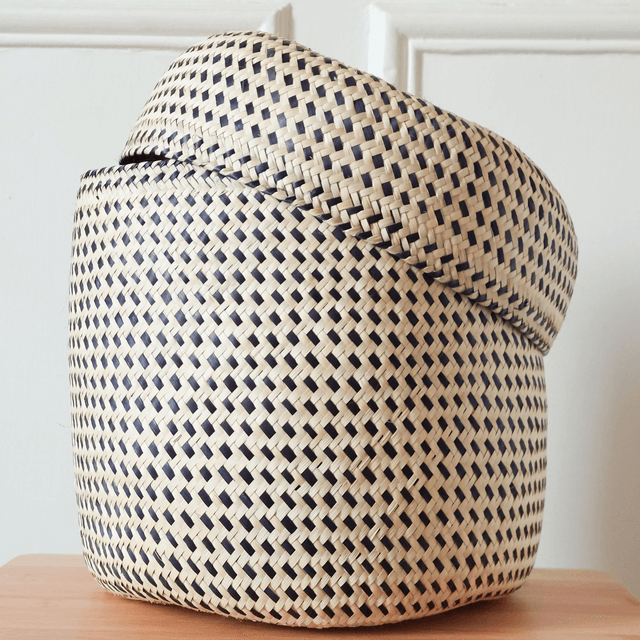 Panier avec couvercle - Naturel & Noir - Taille L