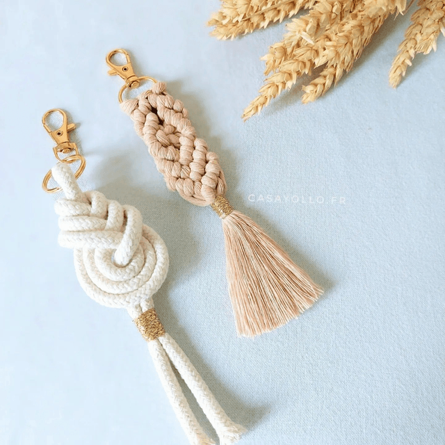 Porte-clés en macramé - fait main - coton