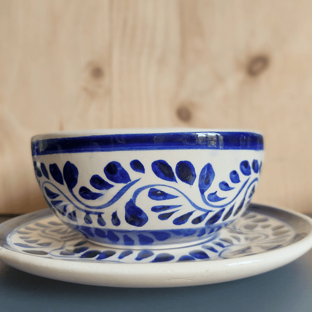 Set bol 14 cm et assiette 19 cm en céramique mayolique – fait main à Dolores Hidalgo, Mexique