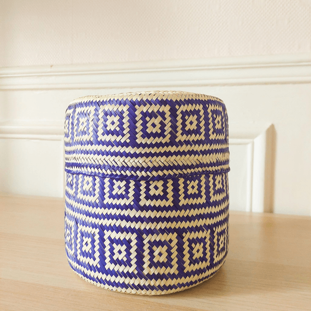 Panier artisanal - Taille S - Naturel & Violet
