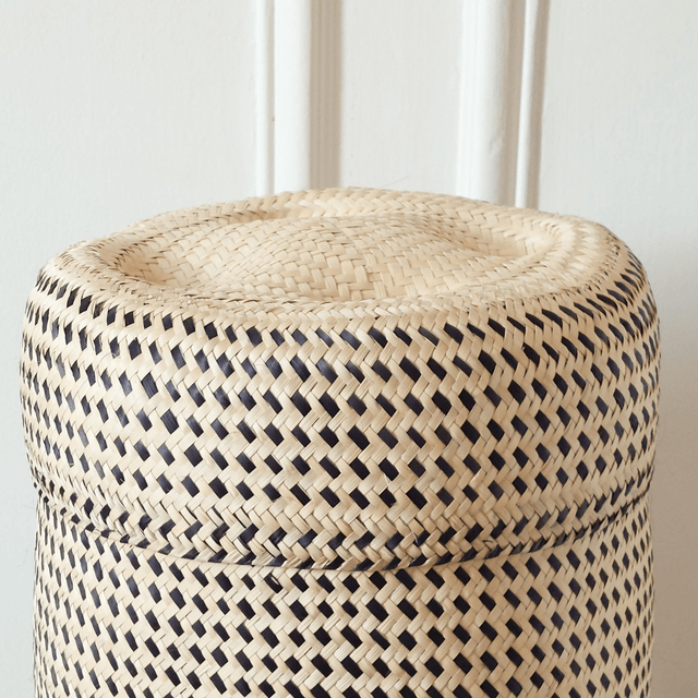 Panier avec couvercle - Naturel & Noir - Taille L
