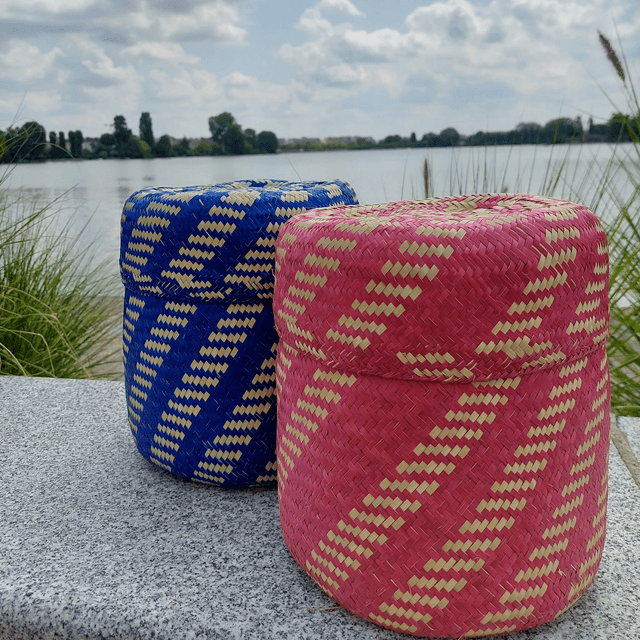 Panier de rangement rouge nature diagonale - 24 cm
