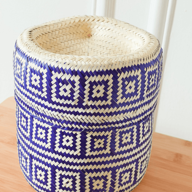 Panier artisanal - Taille S - Naturel & Violet