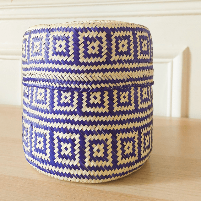 Panier artisanal - Taille S - Naturel & Violet