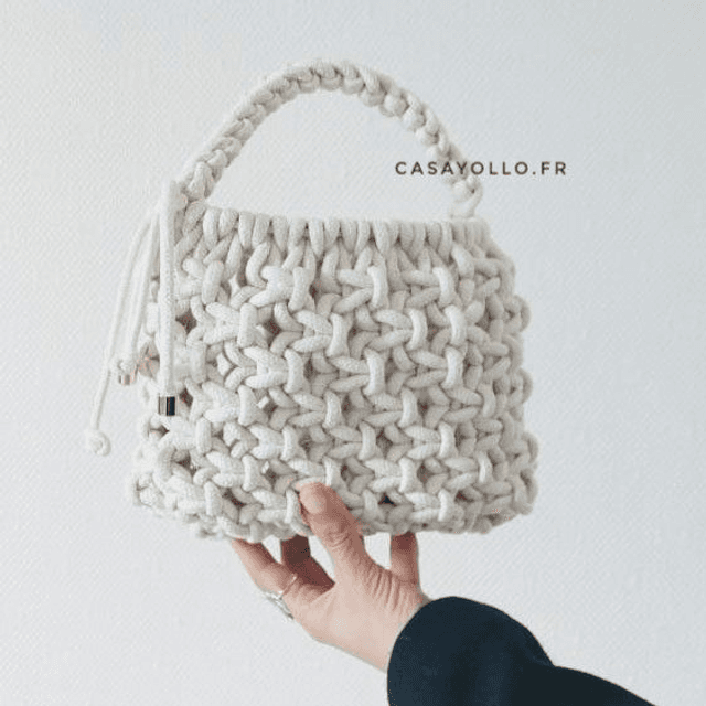 Sac à main &quot;Celia&quot; - Fait main - Blanc cassé