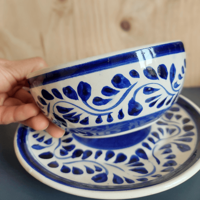 Set bol 14 cm et assiette 19 cm en céramique mayolique – fait main à Dolores Hidalgo, Mexique
