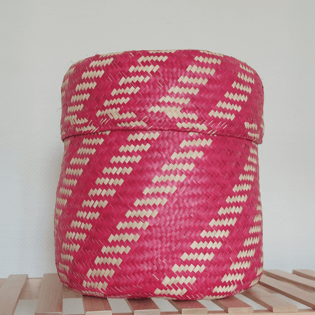 Panier de rangement rouge nature diagonale - 24 cm