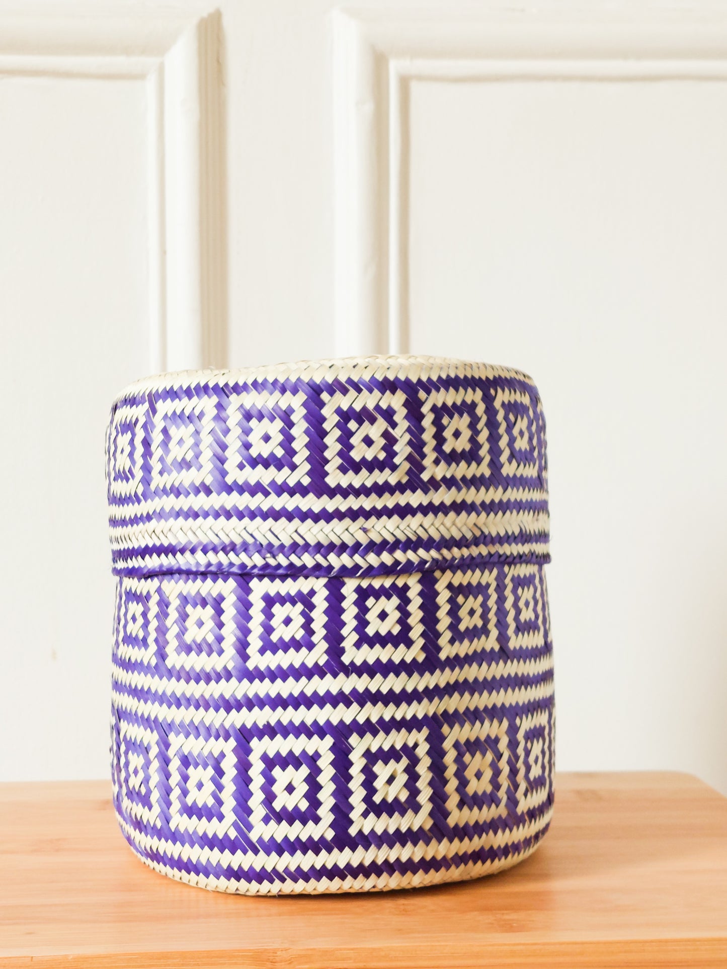 Panier artisanal - Taille S - Naturel & Violet